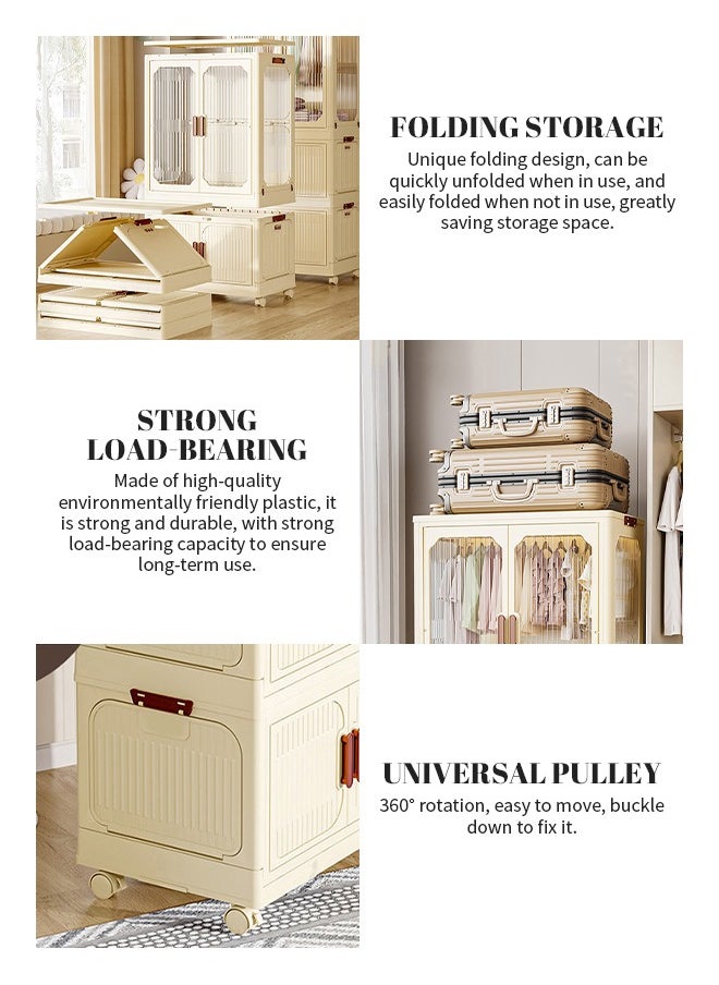 Generic - 2-Layer Storage Cabinet, Foldable Drawer Shelves, Strong Load-Bearing Capacity, Easy to Store Various Items - Image 1