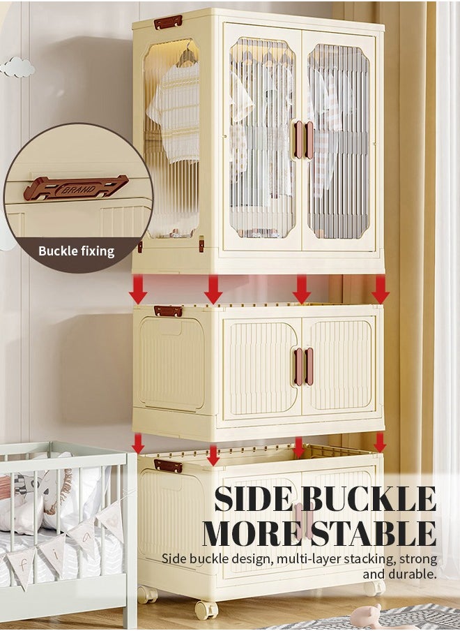Generic - 2-Layer Storage Cabinet, Foldable Drawer Shelves, Strong Load-Bearing Capacity, Easy to Store Various Items - Image 1