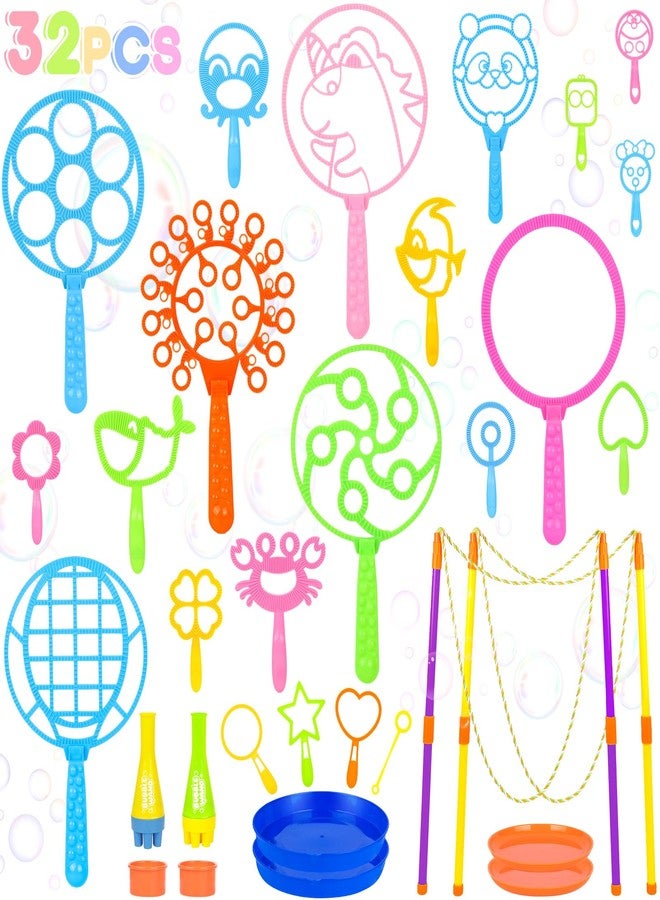 REZUCREY 32 Pcs Big Bubble Wands Toys Set, Giant Bubble Wands with Tray for Kids Summer Outdoor Toys Bubbles Party Favors Bubbles Maker Bulk for Kids Toddlers Boys Girls Age 3 4 5 6 7 8+ - Image 1