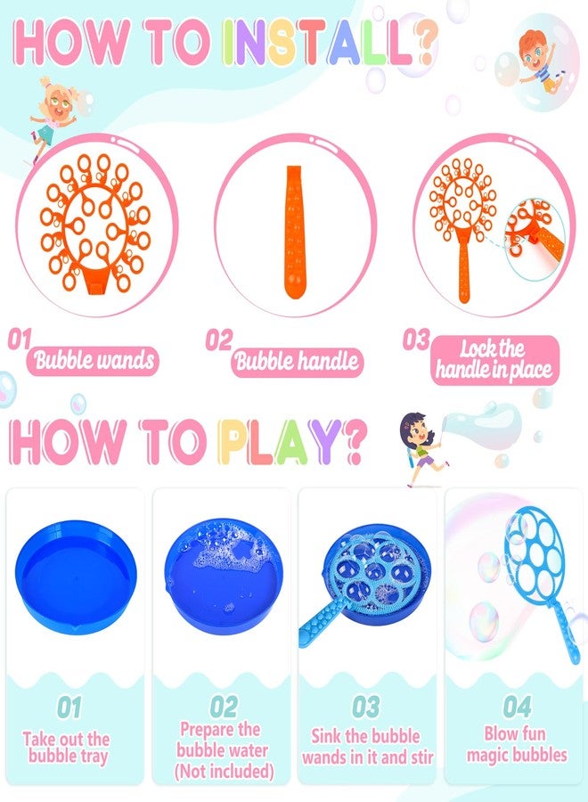 REZUCREY 32 Pcs Big Bubble Wands Toys Set, Giant Bubble Wands with Tray for Kids Summer Outdoor Toys Bubbles Party Favors Bubbles Maker Bulk for Kids Toddlers Boys Girls Age 3 4 5 6 7 8+ - Image 2
