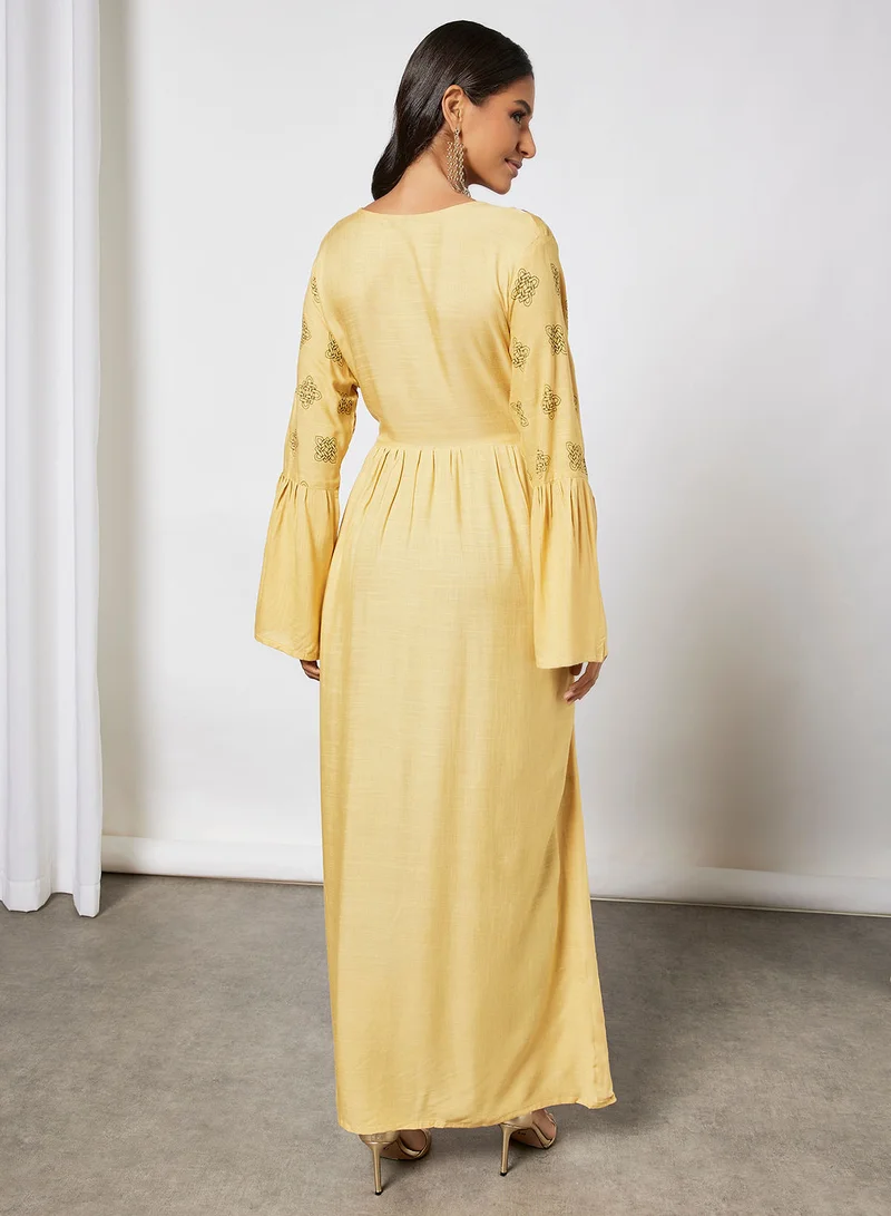 HANA & SARA Matching Mask With Drawstring Waist Jalabiya Dress
