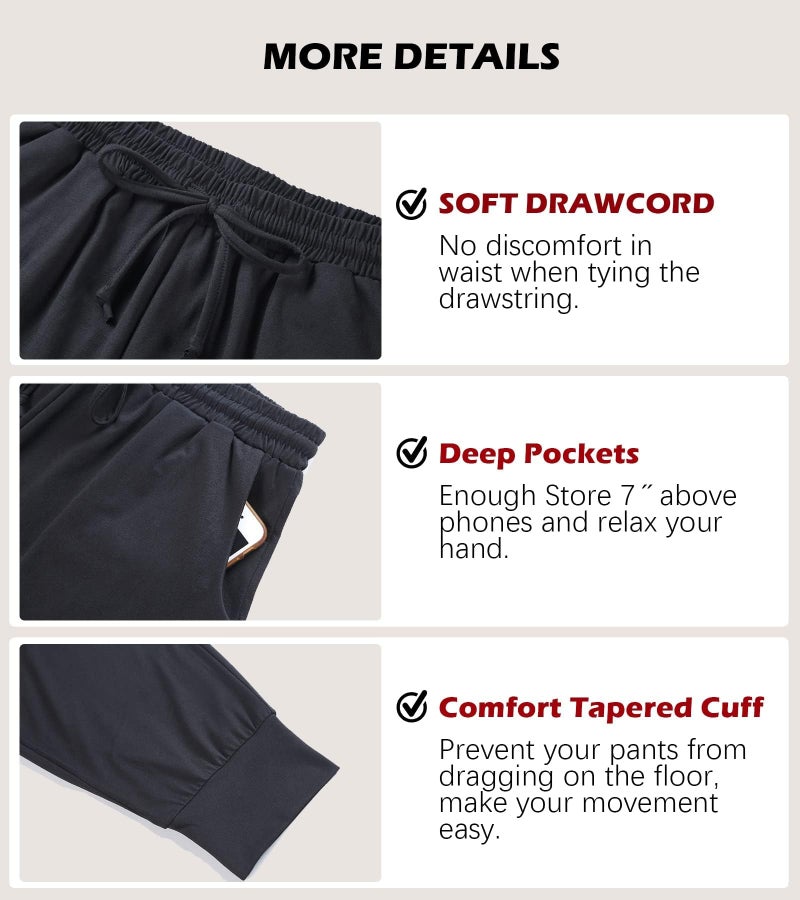 Envlon Womens Yoga Pants Lightweight Sweat Casual Workout Sweatpants Soft Loose Black Jogging Pants with Pockets - Image 4