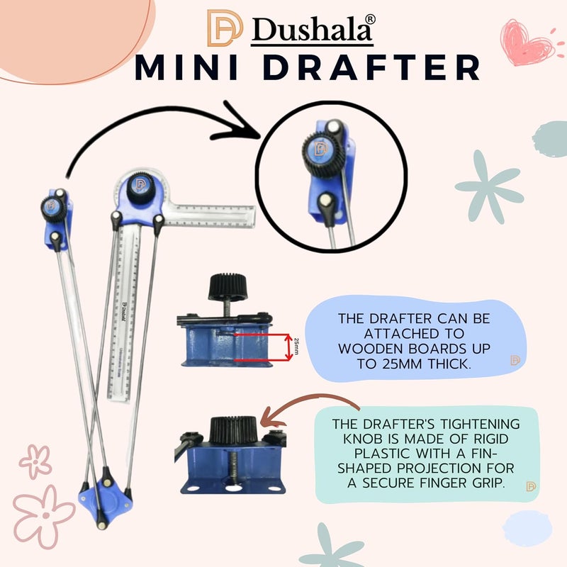 DUSHALA Mini drafter, Roller scale, Pro circle, drawing stationery items for Engineering drawing - Image 2