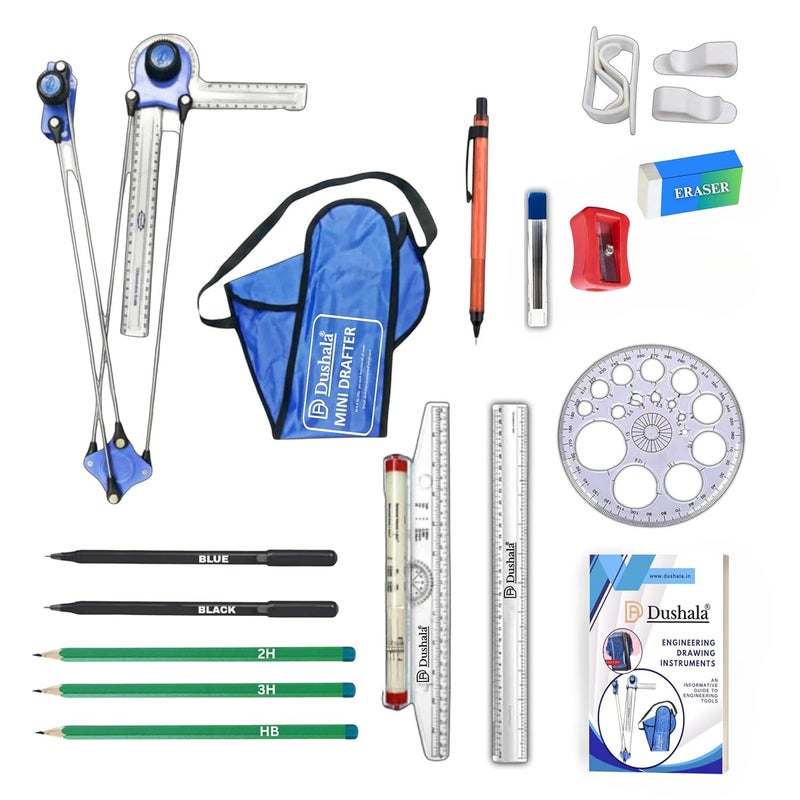 DUSHALA Mini drafter, Roller scale, Pro circle, drawing stationery items for Engineering drawing - Image 1