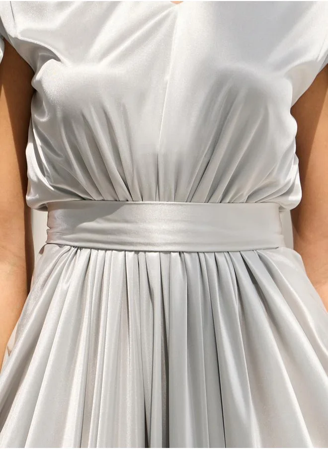 ستايلي Draped Cold Shoulder Sheath Maxi Dress
