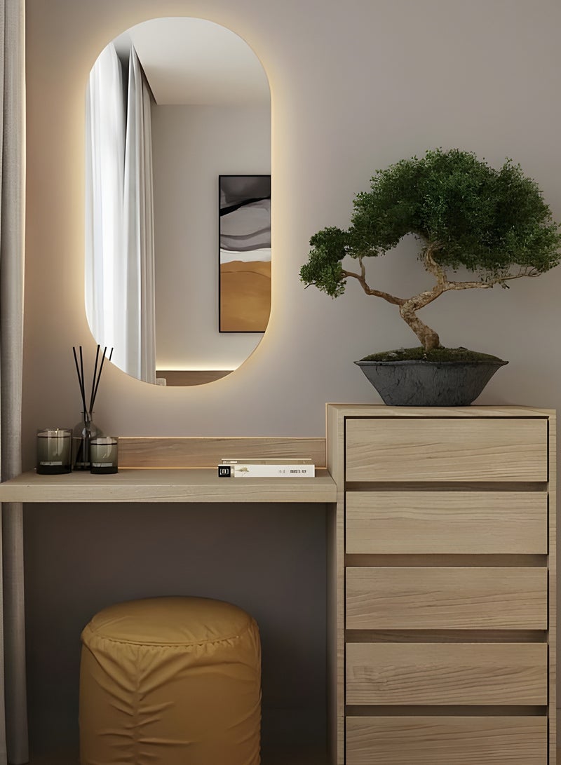 Taimi 90X60cm Oval Makeup Mirror with LED Backlight, Makeup Mirror Suitable for Dressing Room, Dressing Room, Fit Mirror,and Bathroom, 3 LED Light Colors  - Image 5