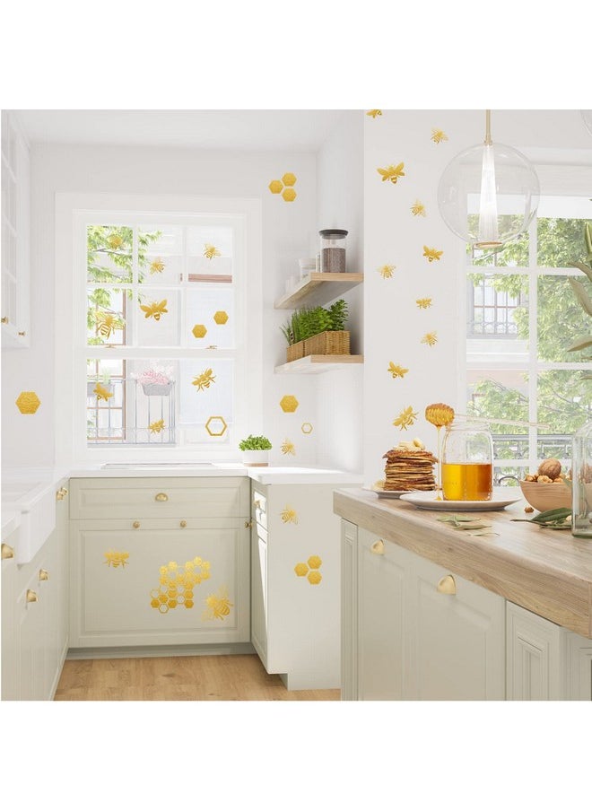 SUPERDANT - Colorful Bee Wall Decals Hive Theme Wall Stickers Honeybee Wall Decor Vinyl Wall Decoration For Nursery Kindergarten Bedroom Living Room Honey Shop - Image 1