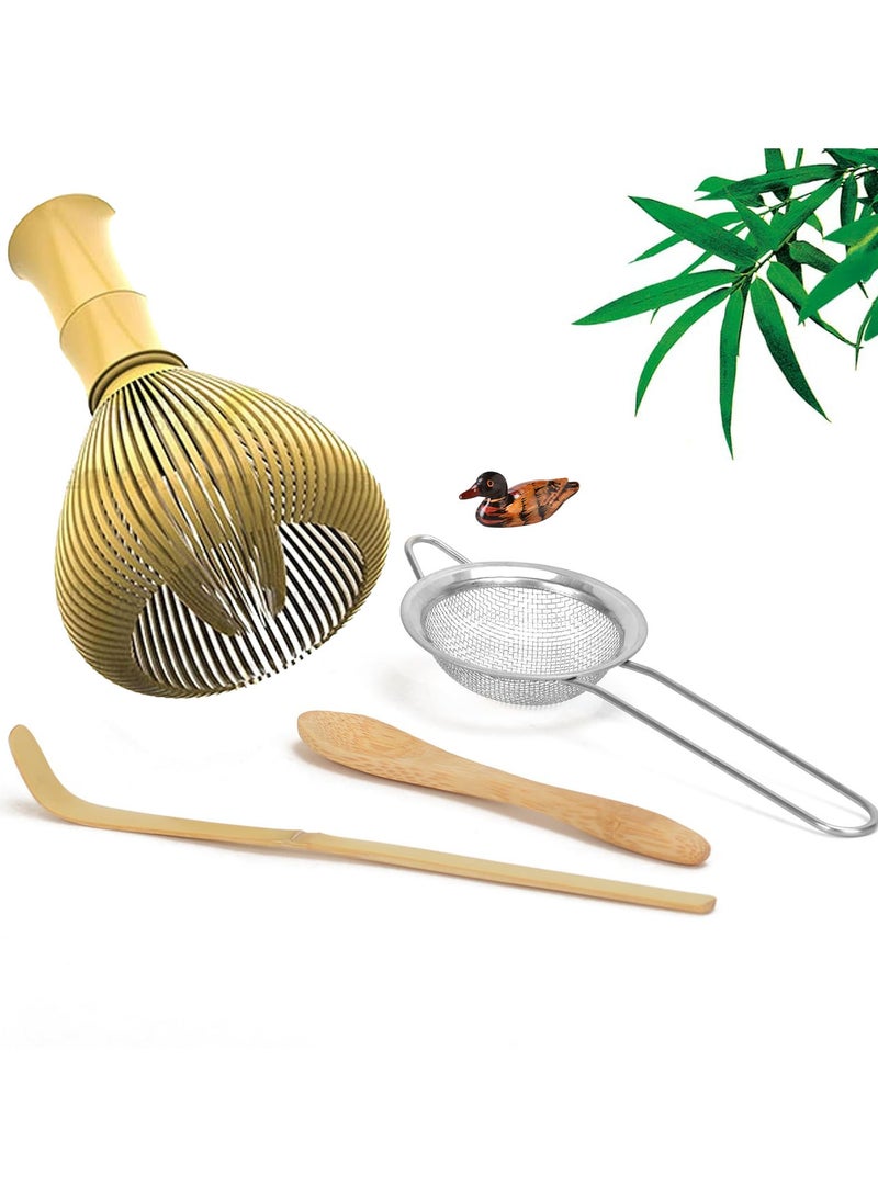 Dominy 5pcs Matcha Set with Traditional Starter Set, Matcha Whisk Set for Tea Lovers, Matcha Kit Accessories for Whisk, Silicone Matcha Whisk,Traditional Tea Scoop, Matcha Spoon, Stainless Steel Sifter,Mandarin Duck Spoon Stand  - Image 1