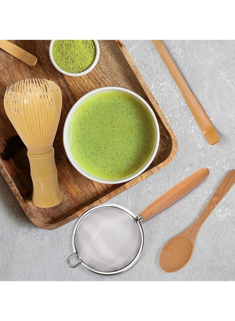 Dominy 5pcs Matcha Set with Traditional Starter Set, Matcha Whisk Set for Tea Lovers, Matcha Kit Accessories for Whisk, Silicone Matcha Whisk,Traditional Tea Scoop, Matcha Spoon, Stainless Steel Sifter,Mandarin Duck Spoon Stand  - Image 2