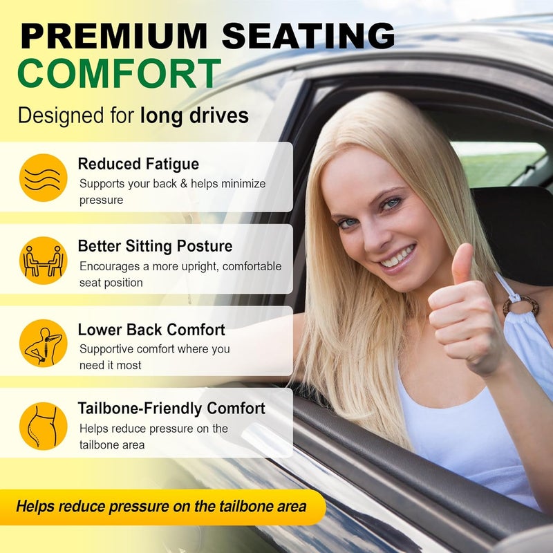 kingphenix 3-Piece Car Seat Cushion Set, 1.2inch Memory Foam Comfort, 2 Front Automotive Seat Cushions + Rear Bench Cushion, Non-Slip Bottom, Fits Sedan SUV Truck Van, Car & Office Chair, Brown - Image 2