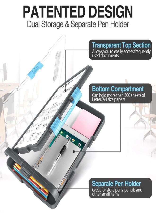 سويز لوحة كتابة أصلية من Sooez مزودة بمساحة تخزين مزدوجة وحامل أقلام، لوحات كتابة متينة مقاس 8.5 × 11 بوصة مع مساحة تخزين مزدوجة، لوحة كتابة Clearview قابلة للمسح الجاف مع مفصل حقيقي، سعة عالية، لوازم مدرسية ومكتبية - Image 2