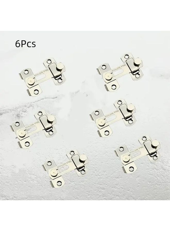6Pcs Stainless Steel Safety Latch Multi Purpose Secure Lock For Doors Windows Cabinets - Image 1