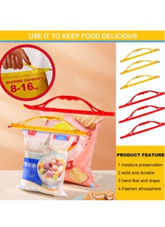 KASTWAVE 6 PCS Food Bag Clips,Portable Sealing Clips with Handle, Sturdy Food Bag Clips, Suitable for Food Storage, Food Clips for Sealing, Snacks, Cereals & Coffee (3 Red-b,3 Yellow-s)  - Image 3