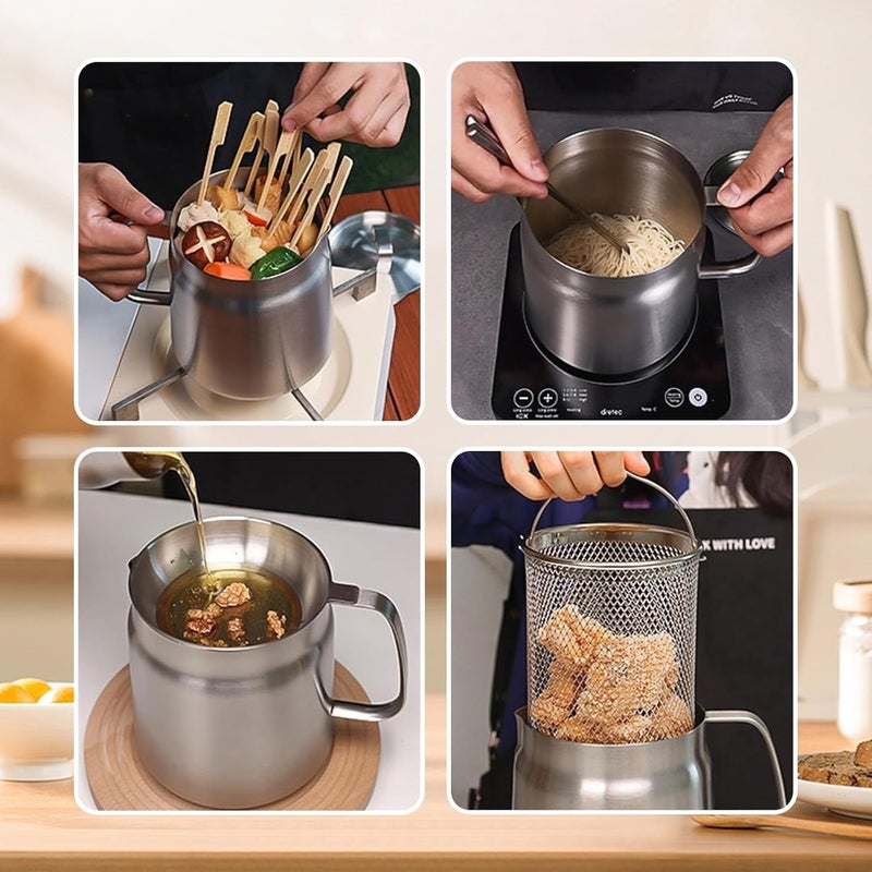 GADO 68oz 304 Stainless Steel Oil Filter Pot,Large Capacity Versatile Oil Filter Vessel, Heavy Duty Stainless Steel Bacon Grease Container,Multi-function Frying net Tank for Kitchen/camping (50oz/1.5L) - Image 3