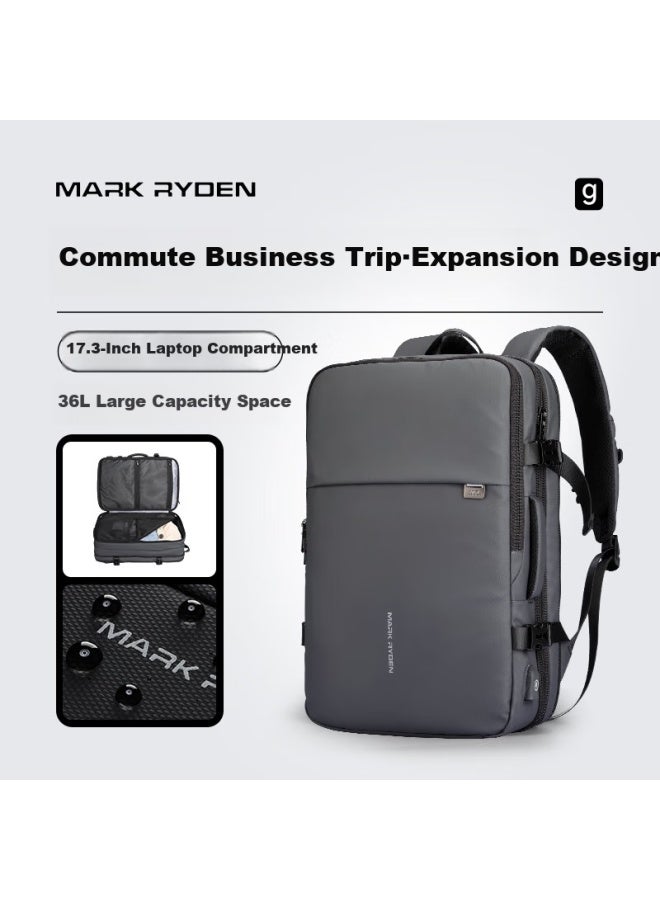 Mark Ryden Expandable Travel Backpack Large Capacity Business Travel Computer Bag School Bag Mr8057 Graphite Gray - Image 1