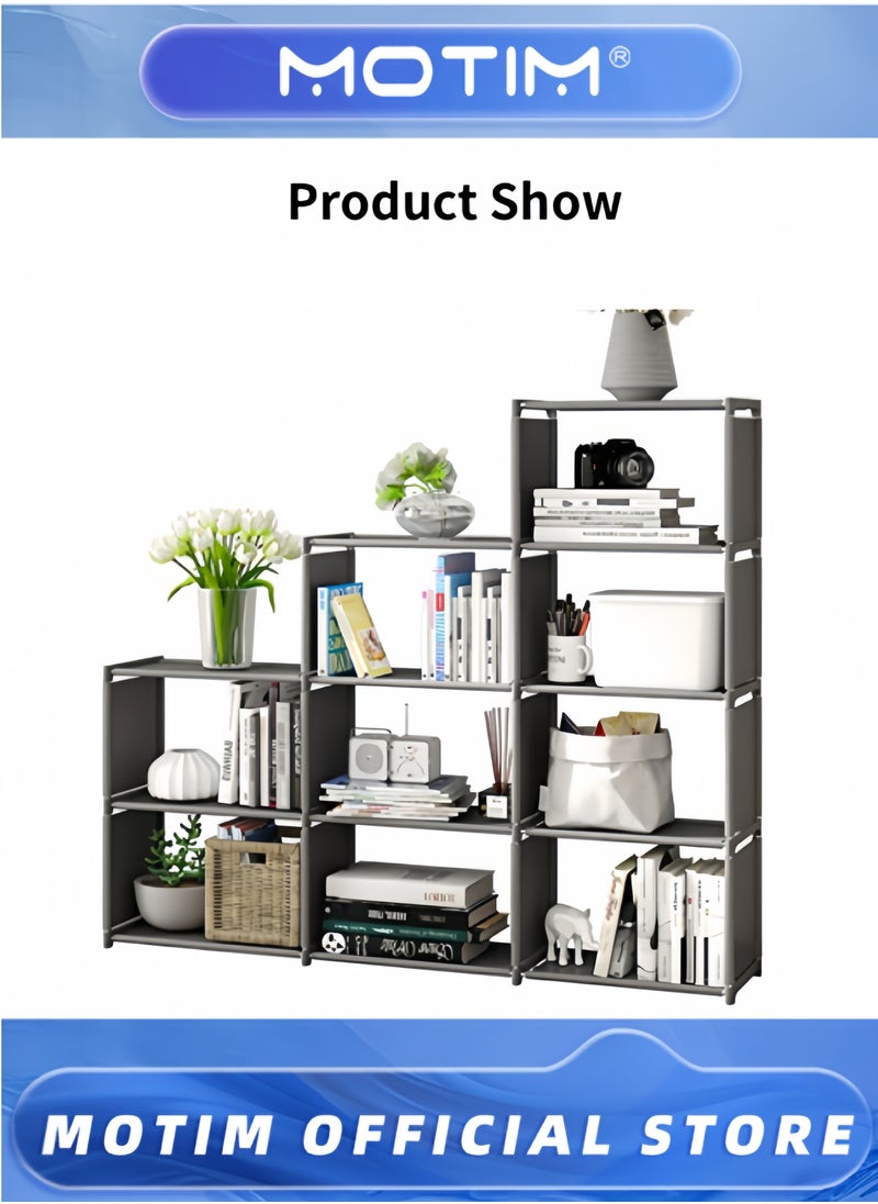 Motim Bookshelf 9 Cube Book Shelf Bookcase Organizer Creative Modern Bookshelf DIY Home Decor Assembled Display Stand Storage Shelf for Bedroom & Classroom & Office  - Image 2