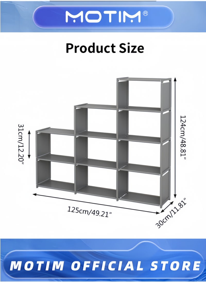 Bookshelf 9 Cube Book Shelf Bookcase Organizer Creative Modern Bookshelf DIY Home Decor Assembled Display Stand Storage Shelf for Bedroom & Classroom & Office