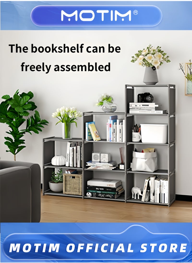Motim Bookshelf 9 Cube Book Shelf Bookcase Organizer Creative Modern Bookshelf DIY Home Decor Assembled Display Stand Storage Shelf for Bedroom & Classroom & Office  - Image 3