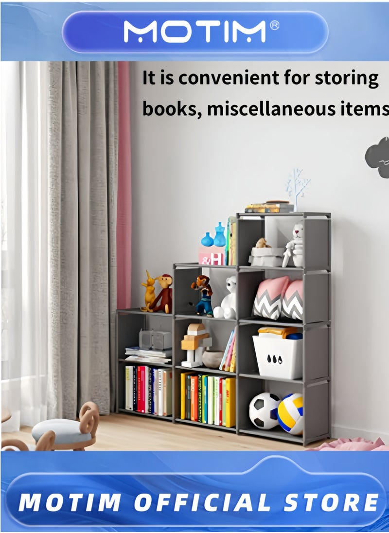 Motim Bookshelf 9 Cube Book Shelf Bookcase Organizer Creative Modern Bookshelf DIY Home Decor Assembled Display Stand Storage Shelf for Bedroom & Classroom & Office  - Image 4