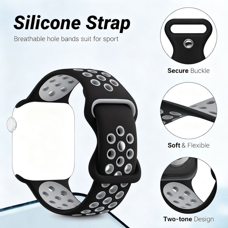 Set 1 Silicone Watch Band 40mm For Apple Watch SE 6 5 4 Hard PC Case - Image 3