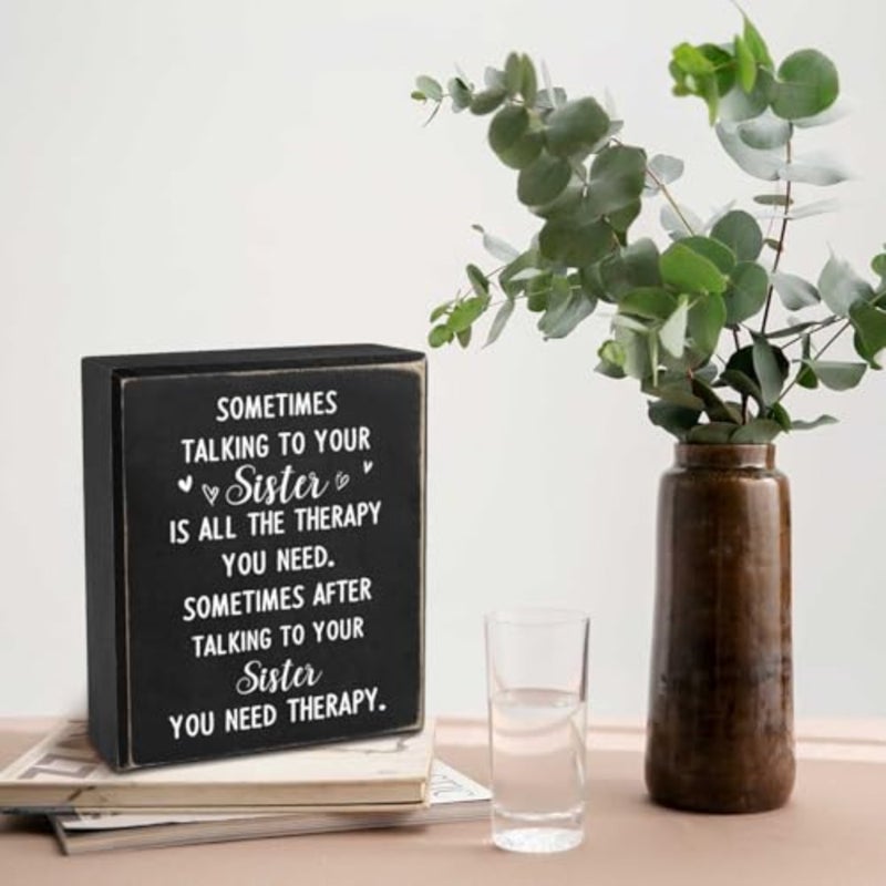 Funny Sister Gifts Sometimes Talking to Your Sister Is All the Therapy You Need Wood Sign Funny Sister Plaques Decorative for Christmas Home Decor-5"x6" - Image 3