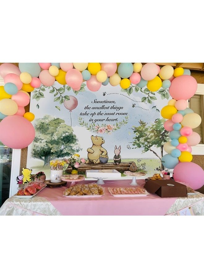 Cartoon Bear Backdrop Baby Shower Backdrop Kid's 1st 2nd Birthday Decoration Background Newborn Bear Theme Party Photo Background Studio Props 5x3ft - Image 2
