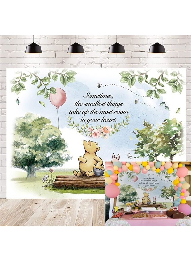 Cartoon Bear Backdrop Baby Shower Backdrop Kid's 1st 2nd Birthday Decoration Background Newborn Bear Theme Party Photo Background Studio Props 5x3ft - Image 1