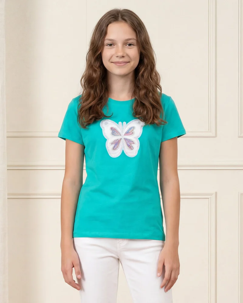 Redtag Senior Girls Placement Print Short Sleeve T-Shirt