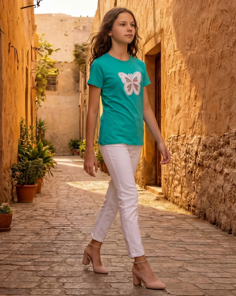 Redtag Senior Girls Placement Print Short Sleeve T-Shirt