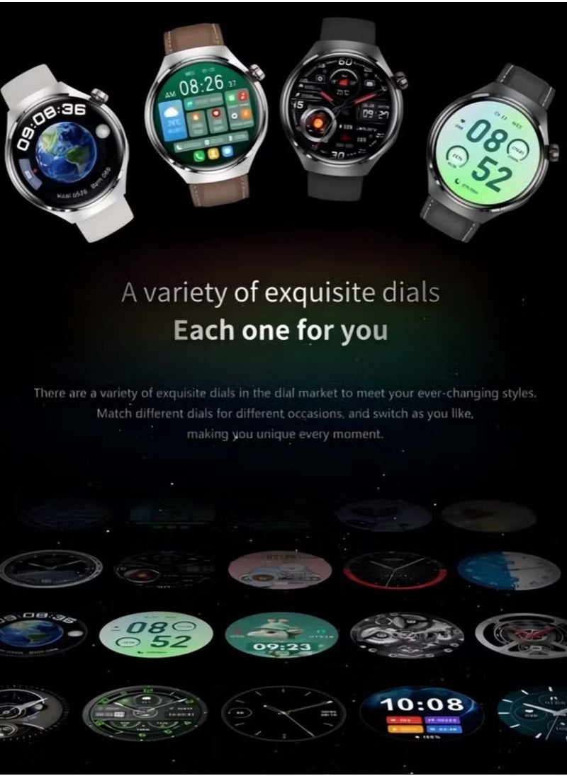 Bastec - smart watch GT4 PRO with Bluetooth calling function (answer/make calls), fitness tracking watch with sleep monitoring function, suitable for iPhone/Android, IP68 waterproof (leather brown) - Image 1
