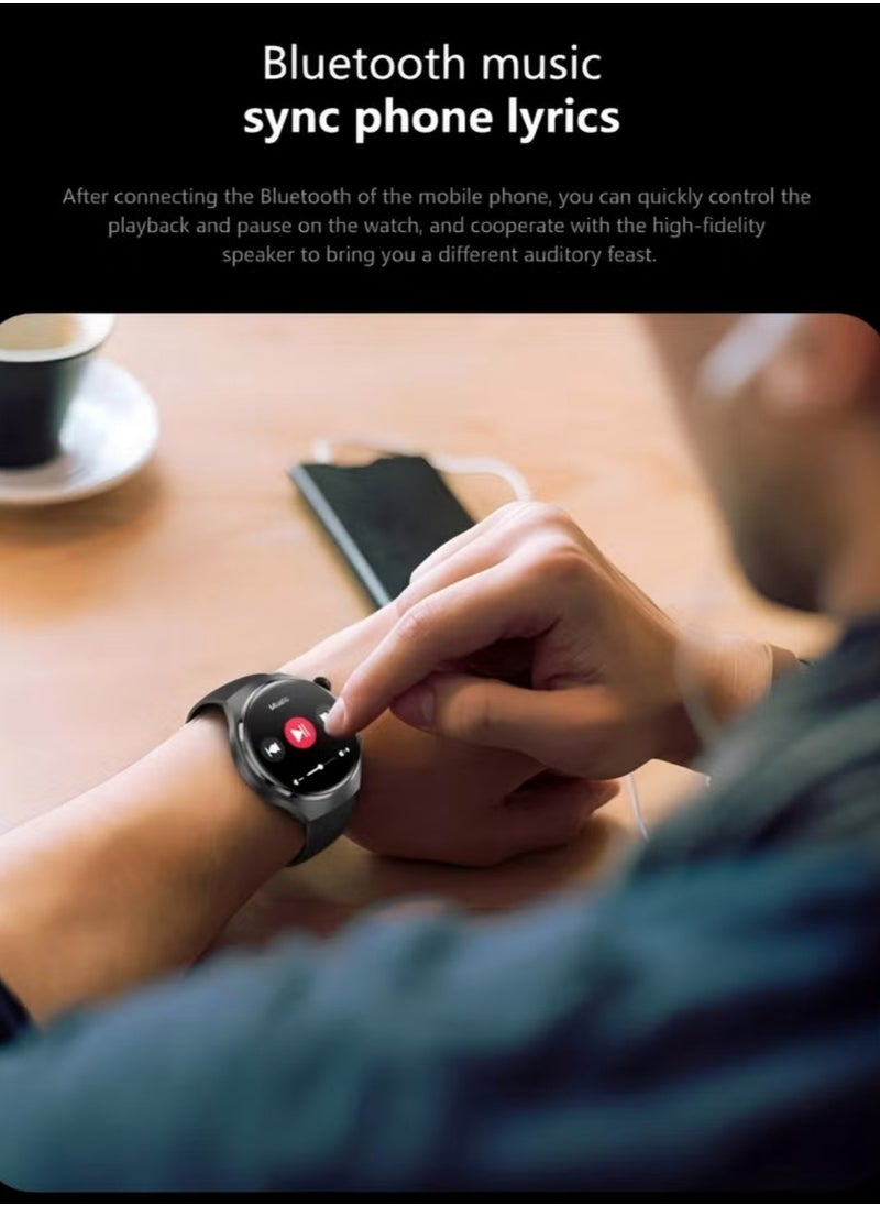 Bastec - smart watch GT4 PRO with Bluetooth calling function (answer/make calls), fitness tracking watch with sleep monitoring function, suitable for iPhone/Android, IP68 waterproof (leather brown) - Image 1