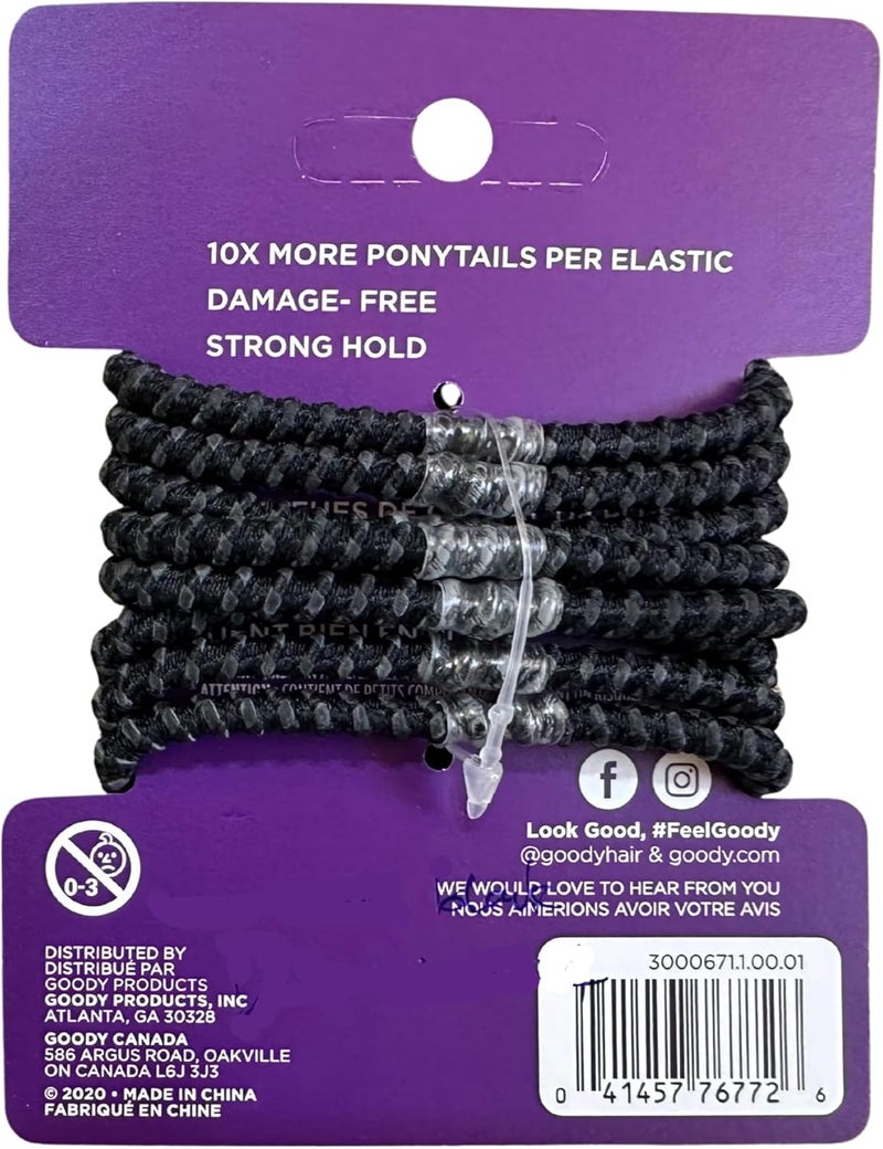 Goody SlideProof Hair Tie Elastics, 4mm, Black and Brown, 8-count - Image 2