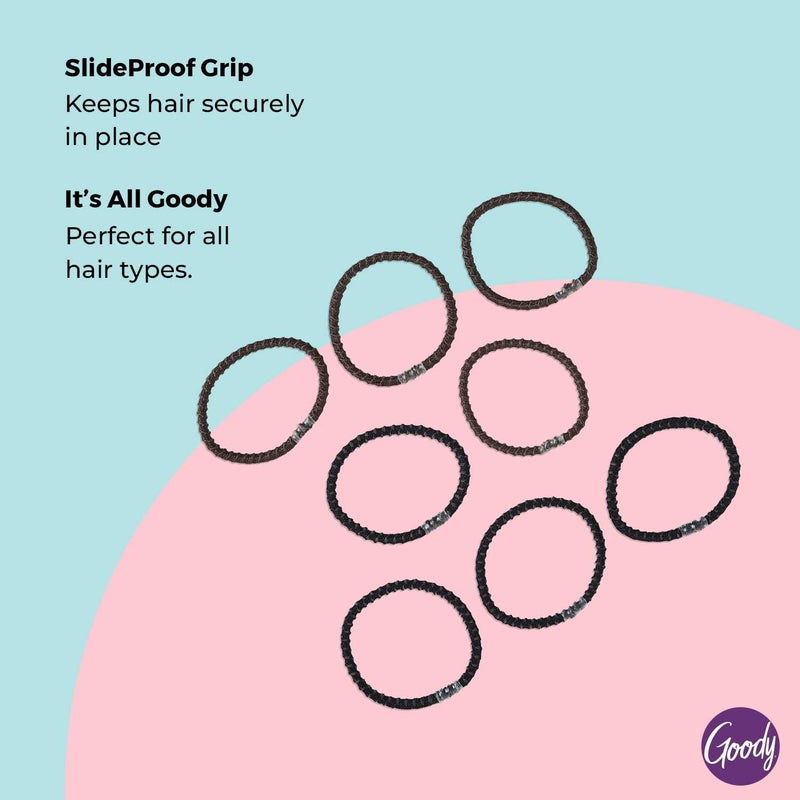 Goody SlideProof Hair Tie Elastics, 4mm, Black and Brown, 8-count - Image 3