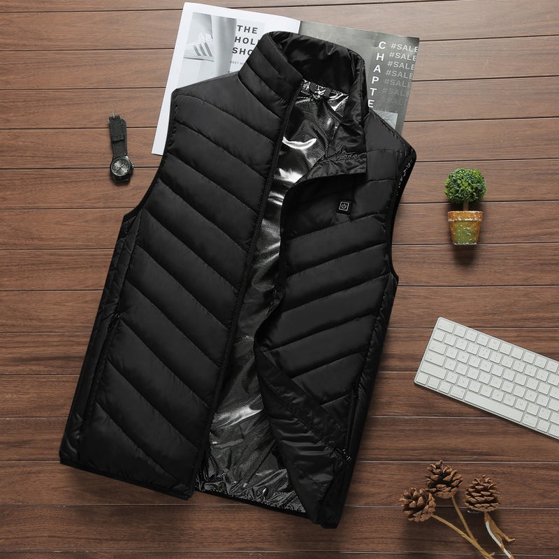 District Two Four Nine Electric Solid Color Vest Men'S Intelligent Constant Temperature Heating Vest Heating Clothes Cotton Clothes Warm Clothes - Image 1