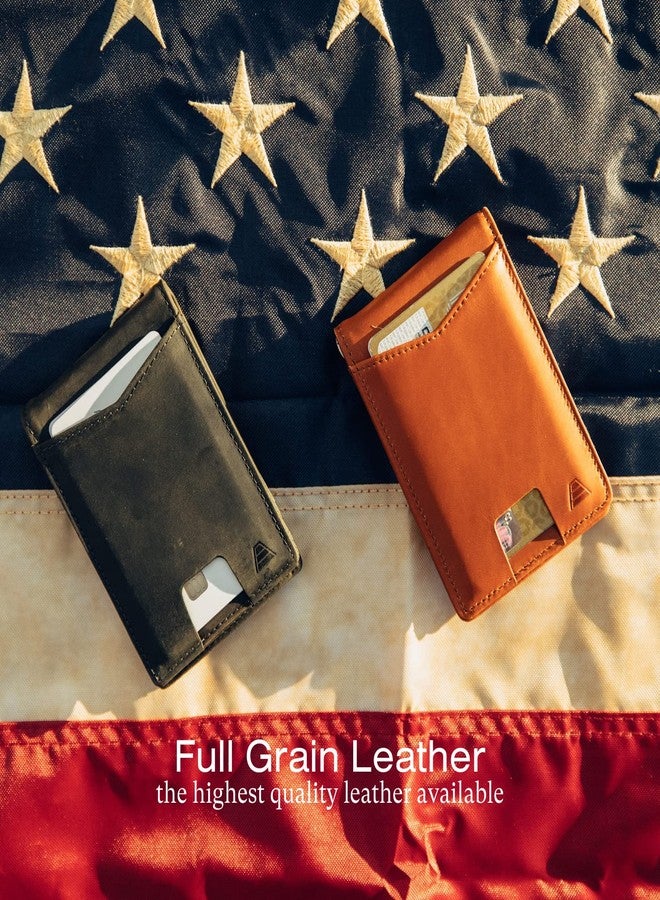 Andar Leather Slim RFID Blocking Minimalist Bifold Wallet with Money Clip made of Full Grain Leather - The Ranger (Tan) - Image 4