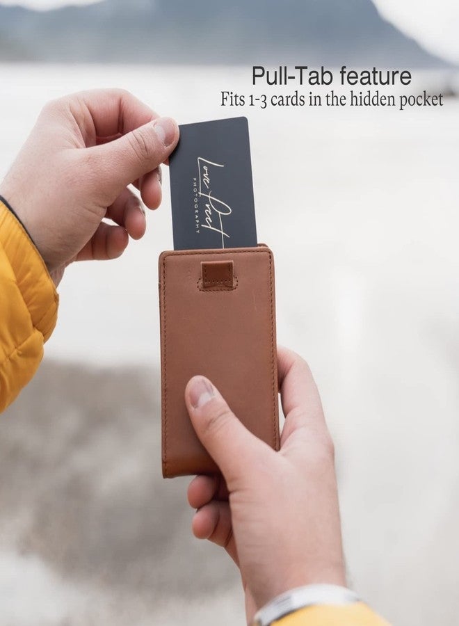 Andar Leather Slim RFID Blocking Minimalist Bifold Wallet with Money Clip made of Full Grain Leather - The Ranger (Tan) - Image 2