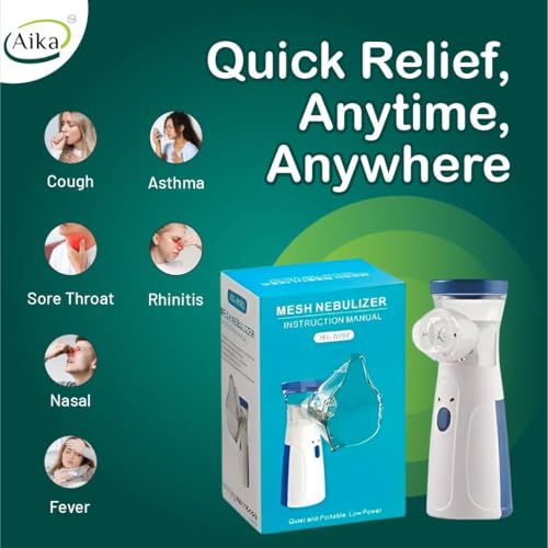 Aika Portable Mesh Nebulizer Machine for Adults & Kids – Ultra-Quiet Handheld Cool Mist Inhaler with Self-Cleaning Mode, USB-C & Battery Operated Travel Steam Kit for Respiratory Care (White, 6 Month Warranty) - Image 5