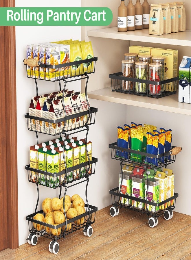 SAYZH Fruit Basket Kitchen Pantry Organizers and Storage - 4 Tier Stackable Metal Wire Basket Stand for Fruit Vegetable Snacks Jars Bins Containers Organization(Black, 4 Tiers) - Image 5