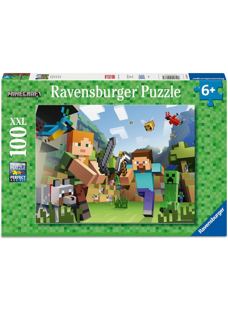 Ravensburger Minecraft 100 Piece XXL Jigsaw Puzzle â€“ Extra Large Pieces Kids Puzzle, Softclick Precision Fit, Minecraft Game Artwork, Fun Learning Activity for Children Ages 6+ and Screen-Free Play | 12004176-4 - Image 2
