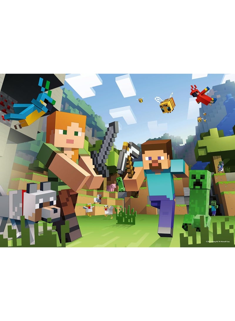 Ravensburger Minecraft 100 Piece XXL Jigsaw Puzzle â€“ Extra Large Pieces Kids Puzzle, Softclick Precision Fit, Minecraft Game Artwork, Fun Learning Activity for Children Ages 6+ and Screen-Free Play | 12004176-4 - Image 1