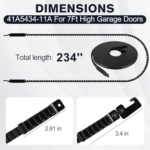 Tottist 41A5434-11A,234'' Garage Door Openers Belt, 41A5434-11A for 7ft Door,Liftmaster Formula 1 Belt for Chamberlain/LiftMaster Belt Drive Models 2280, 2500, 2580, 3280, 3500, 3580 - Image 2