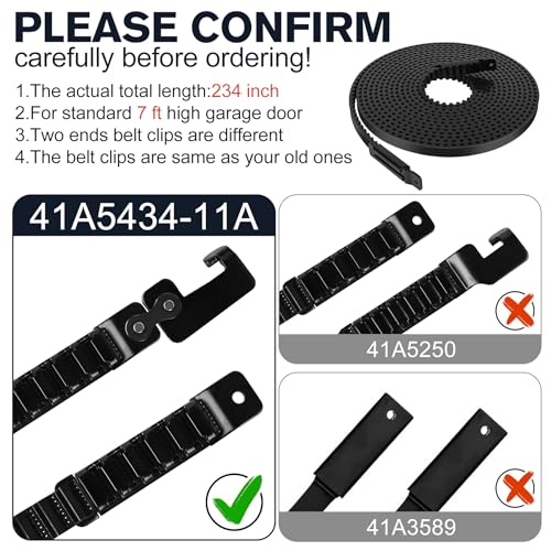 Tottist 41A5434-11A,234'' Garage Door Openers Belt, 41A5434-11A for 7ft Door,Liftmaster Formula 1 Belt for Chamberlain/LiftMaster Belt Drive Models 2280, 2500, 2580, 3280, 3500, 3580 - Image 3