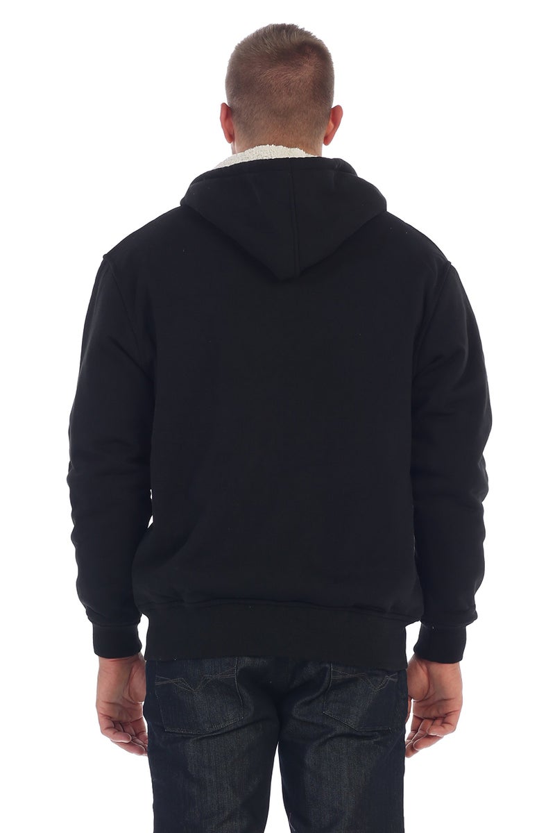 Gioberti Men's Heavyweight Sherpa Lined Fleece Hoodie Jacket, Black, Small - Image 5