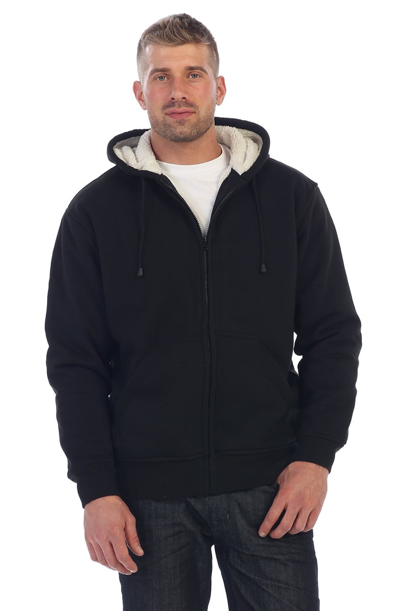 Gioberti Men's Heavyweight Sherpa Lined Fleece Hoodie Jacket, Black, Small - Image 1
