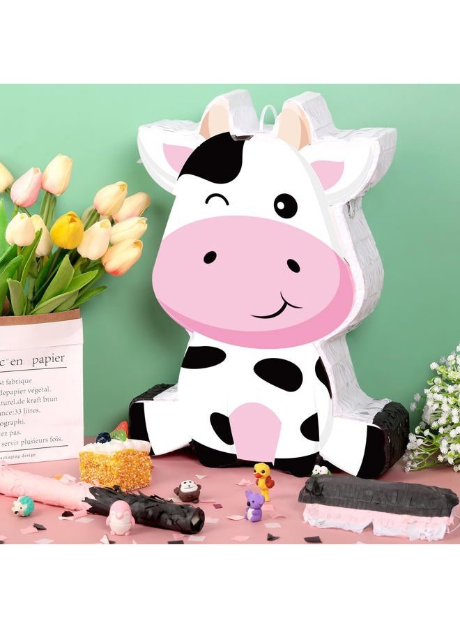 Aoriher Cow Piñata with Blindfold and Bat, Farm Animal Theme Birthday Party Supplies Cow Piñata for Birthday Party Favors Decor, 16 x 12 x 3.2 Inch - Image 2