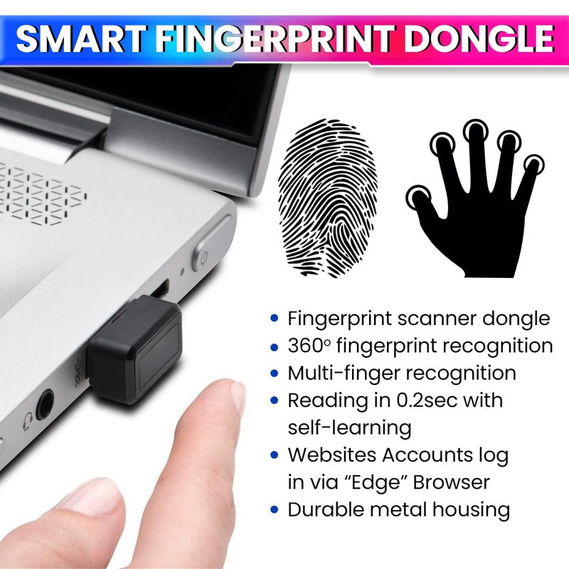 amiciSmart قارئ بصمة الإصبع USB من amiciSmart لسطح المكتب واللابتوب تسجيل دخول بدون كلمة مرور ماسح حيوي متوافق مع ويندوز 10/11 - Image 2