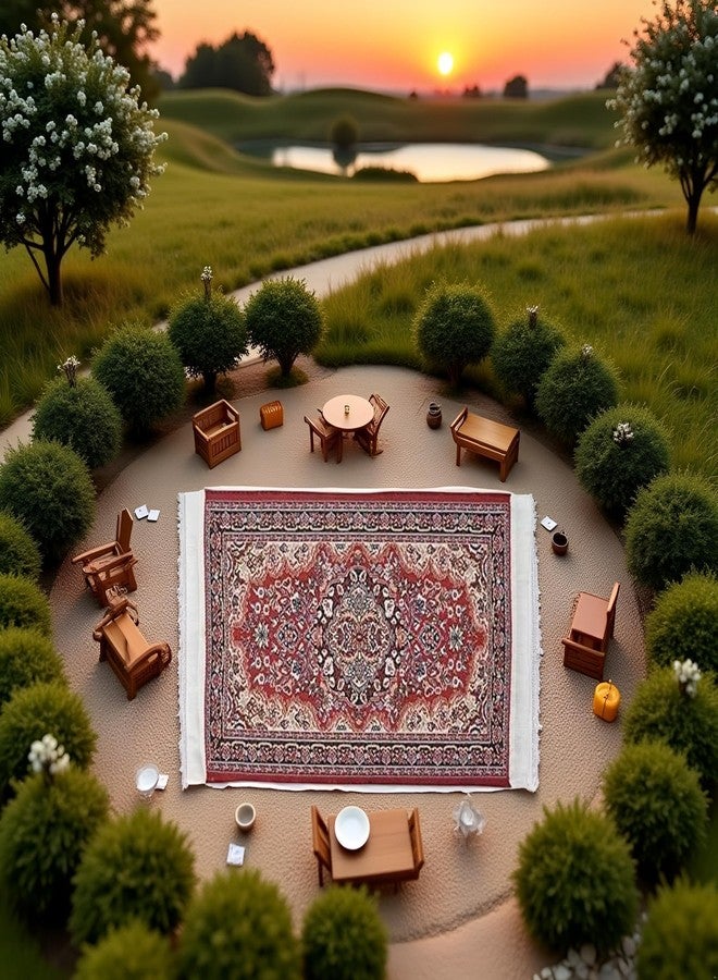 سجادة صغيرة حمراء منسوجة، ألعاب مصغرة لبيت الدمى، ديكور بيت الدمى، أغطية أرضيات حريرية لبيت الدمى، هدايا، إكسسوارات بيت الدمى، ديكور، زينة (10 × 15 سم) - Image 4