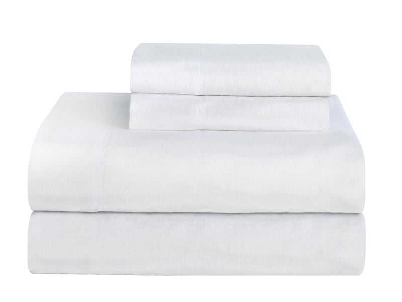 Celeste Home Ultra Soft Flannel Sheet Set with Pillowcase, California King, White - Image 1