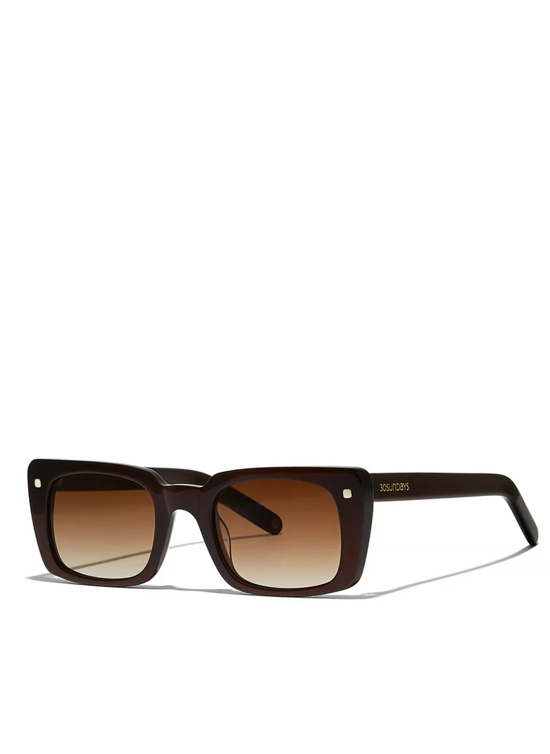 30Sundays THAT'S WOW Women Brown Sunglasses - Frame Material: Metal + Acetate - Lens Color: Brown- Frame Color: Burgundy - Full Rim