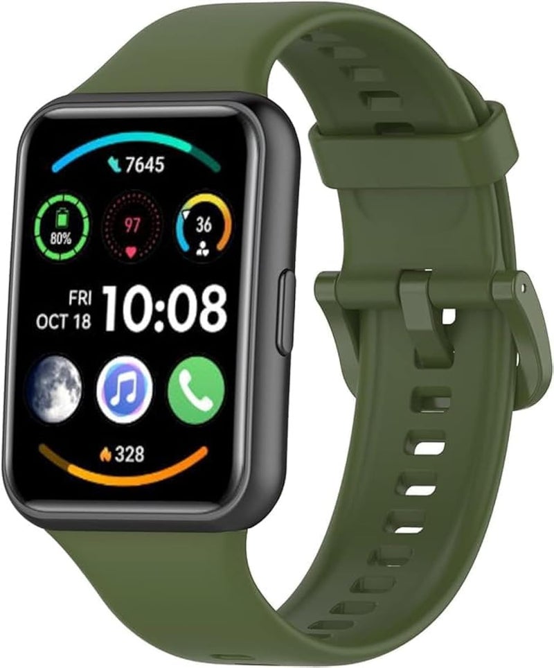 NEXT STORE Waterproof Silicone Strap Compatible with Huawei Watch Fit 2 – Breathable Sport Replacement Band for Men & Women (Olive) - Image 2